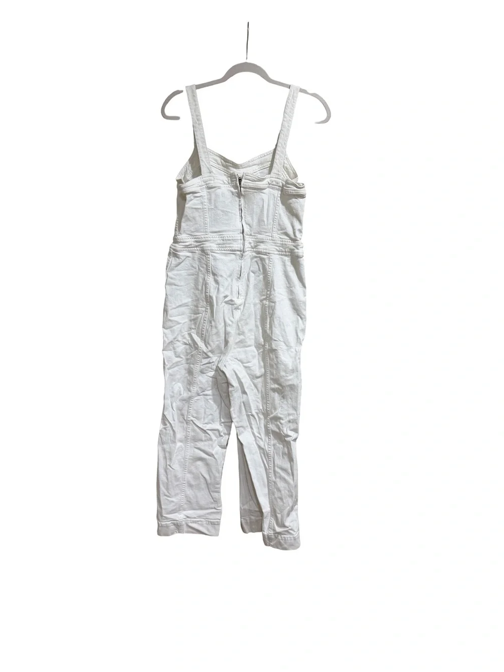 ๐ค Madewell Denim Seamed Wide-Leg Jumpsuit Pure White Size 10 - Picture 12 of 16